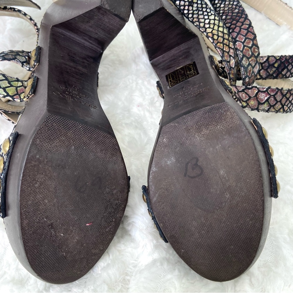 Jimmy Choo Python Embossed Leather Strapped Sanda… - image 14